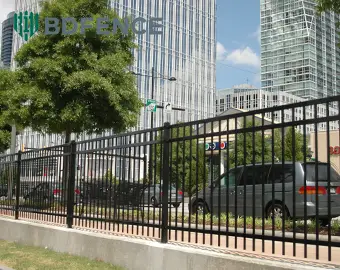 Steel Picket Fence for a Commercial Development in the United States: Entrance and Boundary Design